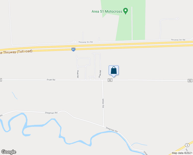 map of restaurants, bars, coffee shops, grocery stores, and more near 3221 Pratt Road in Batavia
