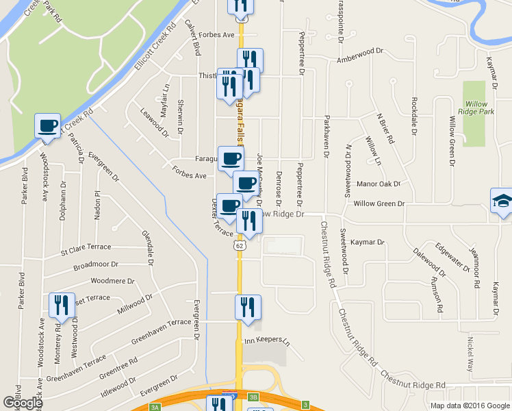 map of restaurants, bars, coffee shops, grocery stores, and more near in Erie County