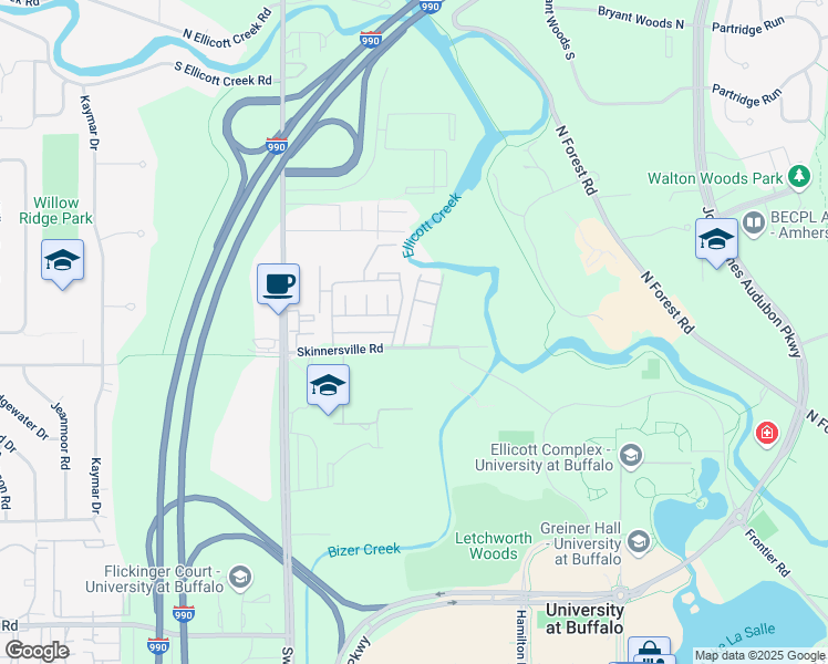 map of restaurants, bars, coffee shops, grocery stores, and more near 1 Beacon Park in Buffalo