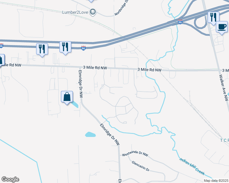 map of restaurants, bars, coffee shops, grocery stores, and more near 2815 Royal Vista Court in Walker