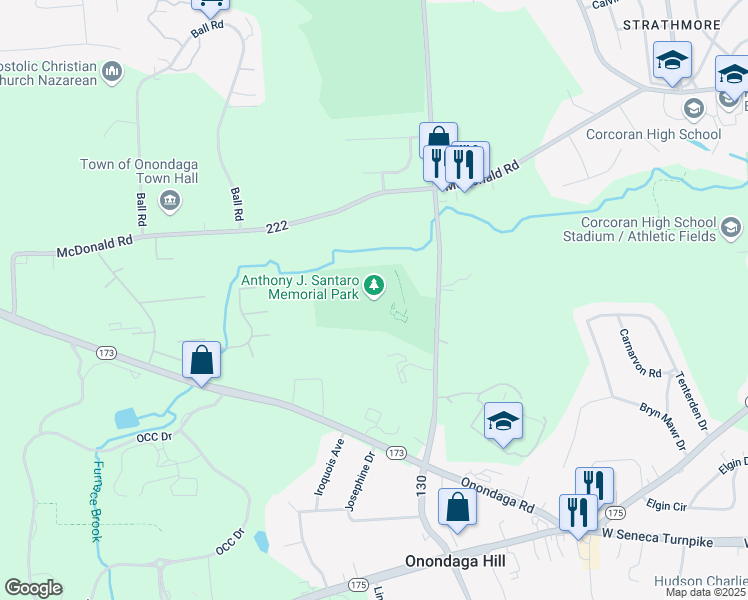 map of restaurants, bars, coffee shops, grocery stores, and more near 4979 Velasko Road in Syracuse