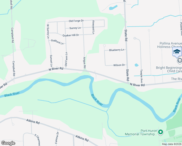 map of restaurants, bars, coffee shops, grocery stores, and more near 4167 North River Road in Fort Gratiot Township