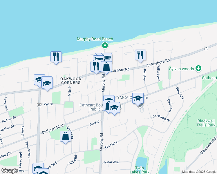 map of restaurants, bars, coffee shops, grocery stores, and more near 1689 Willowbrook Crescent in Sarnia