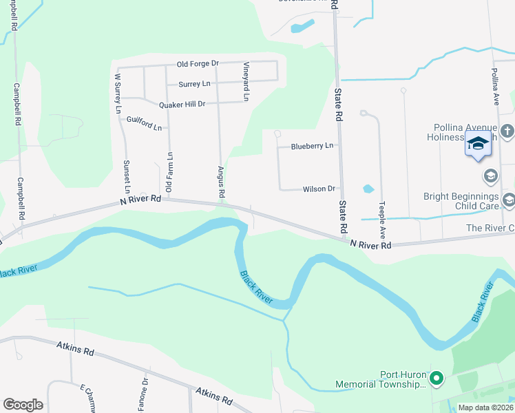 map of restaurants, bars, coffee shops, grocery stores, and more near 4131 North River Road in Fort Gratiot Township