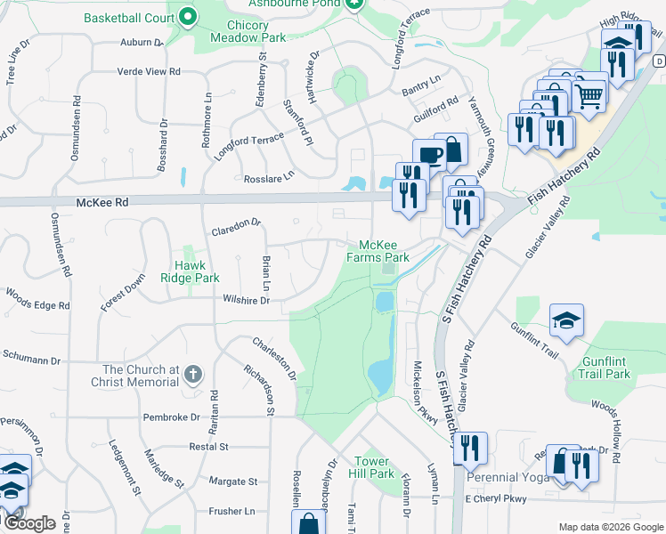 map of restaurants, bars, coffee shops, grocery stores, and more near 5669 Wilshire Drive in Fitchburg
