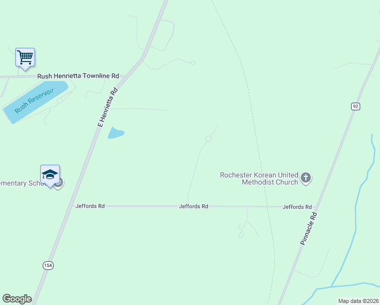 map of restaurants, bars, coffee shops, grocery stores, and more near 14 Birchstone Hill Road in Rush