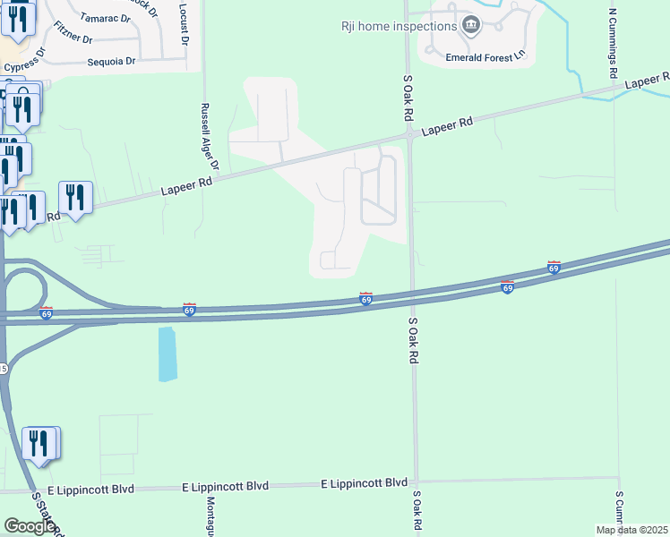 map of restaurants, bars, coffee shops, grocery stores, and more near 159 Applewood Court in Davison