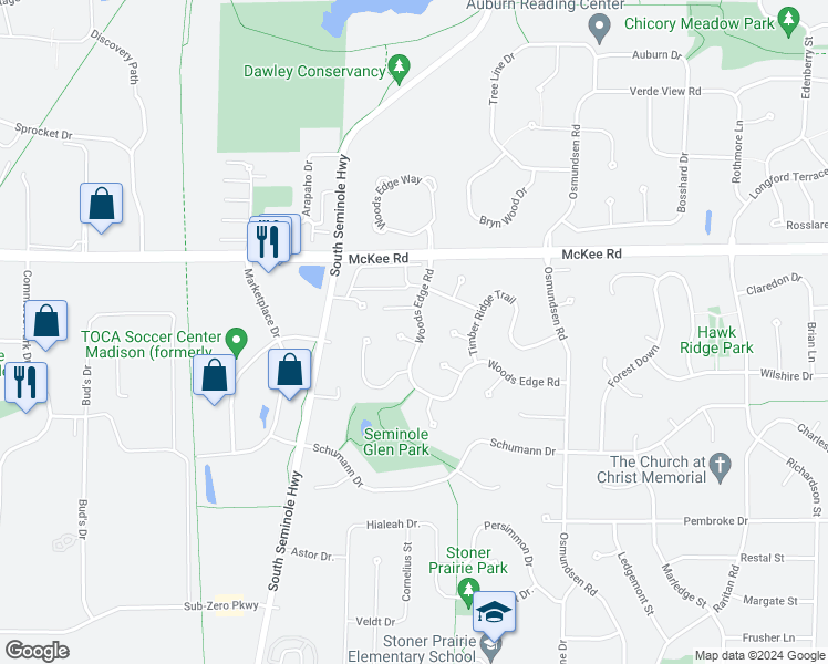 map of restaurants, bars, coffee shops, grocery stores, and more near 5924 Forest Lane in Fitchburg