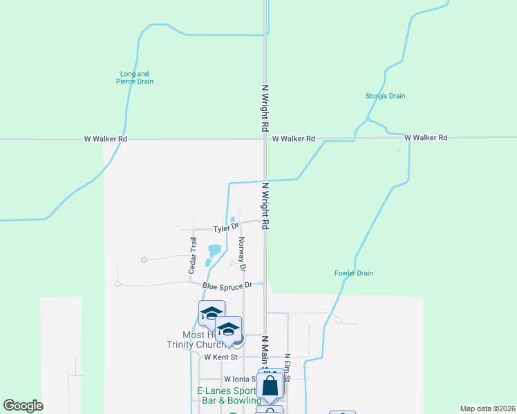 map of restaurants, bars, coffee shops, grocery stores, and more near 1848 Wright Road in Fowler
