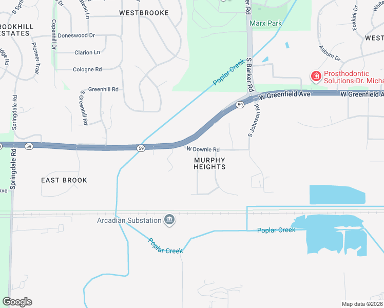map of restaurants, bars, coffee shops, grocery stores, and more near 1651 South Lilly Lane in New Berlin