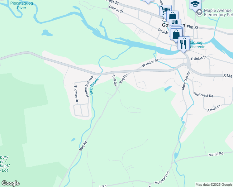 map of restaurants, bars, coffee shops, grocery stores, and more near 18 Bell Road in Goffstown