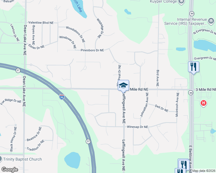 map of restaurants, bars, coffee shops, grocery stores, and more near in Grand Rapids