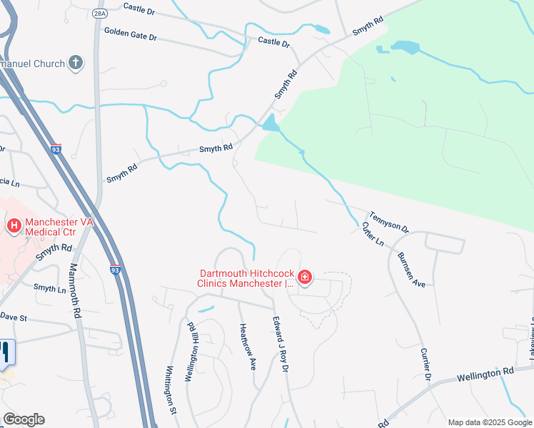map of restaurants, bars, coffee shops, grocery stores, and more near 188 Leda Avenue in Manchester