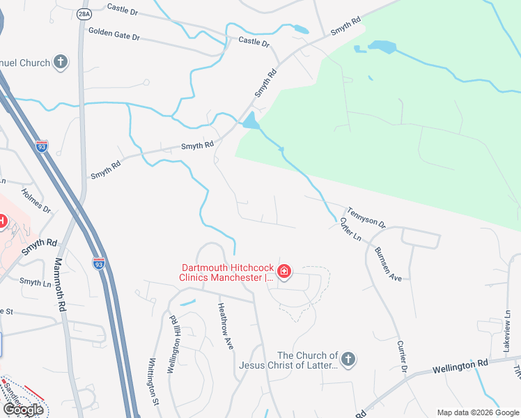 map of restaurants, bars, coffee shops, grocery stores, and more near 188 Leda Avenue in Manchester