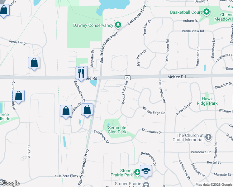 map of restaurants, bars, coffee shops, grocery stores, and more near 5924 Forest Lane in Fitchburg
