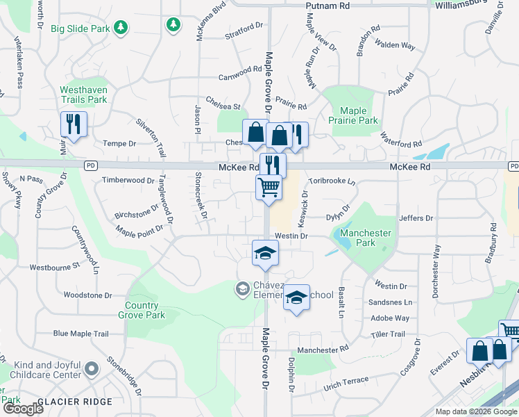 map of restaurants, bars, coffee shops, grocery stores, and more near 3210 Maple Grove Drive in Madison