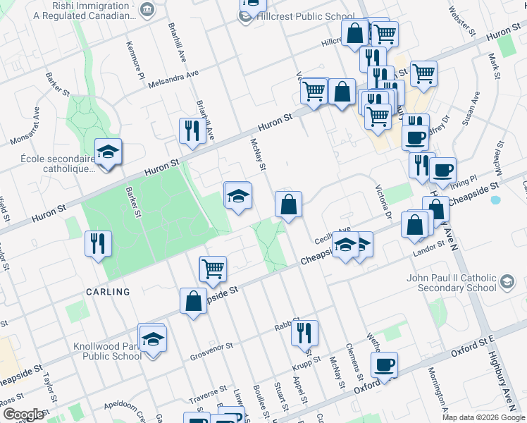 map of restaurants, bars, coffee shops, grocery stores, and more near 202 Michaelmas Street in London