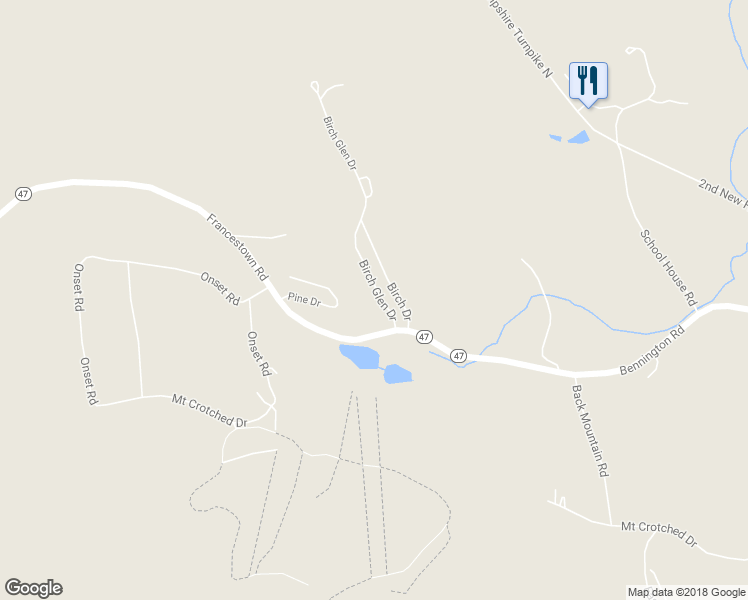 map of restaurants, bars, coffee shops, grocery stores, and more near 17 Birch Glen Drive in Bennington