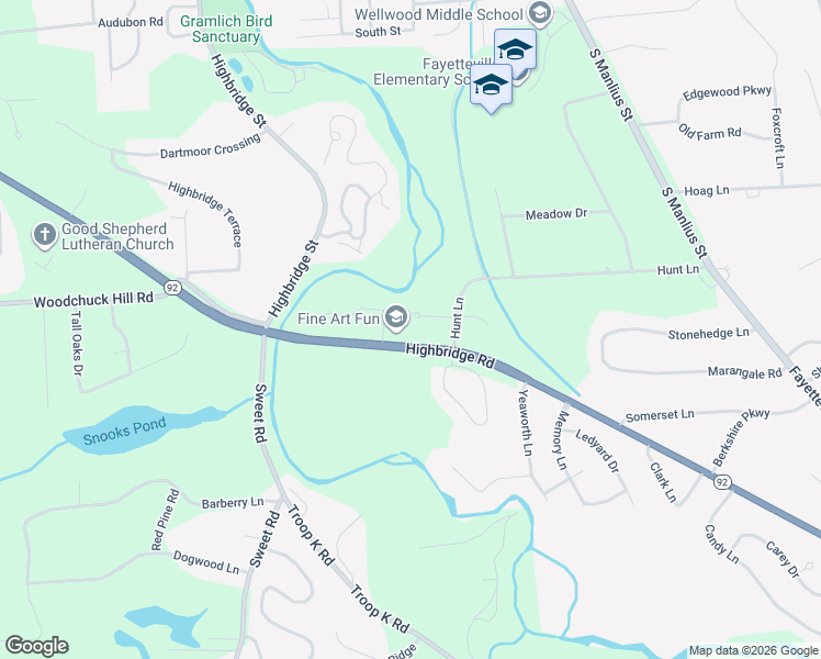 map of restaurants, bars, coffee shops, grocery stores, and more near 7519 Spectrum Way in Fayetteville