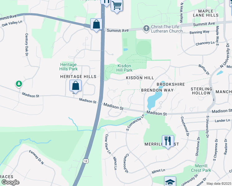 map of restaurants, bars, coffee shops, grocery stores, and more near 127 Harrogate Drive in Waukesha