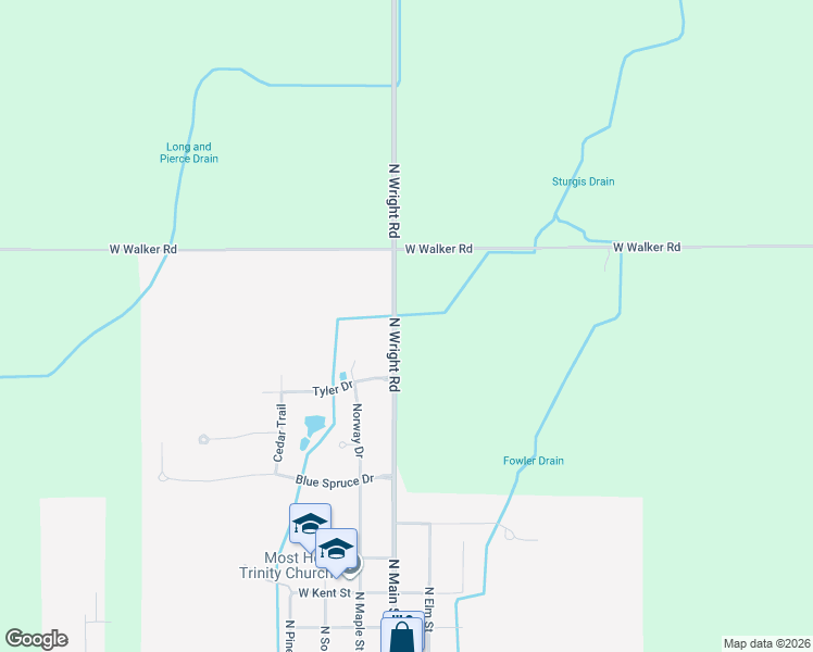 map of restaurants, bars, coffee shops, grocery stores, and more near 1848 Wright Road in Fowler