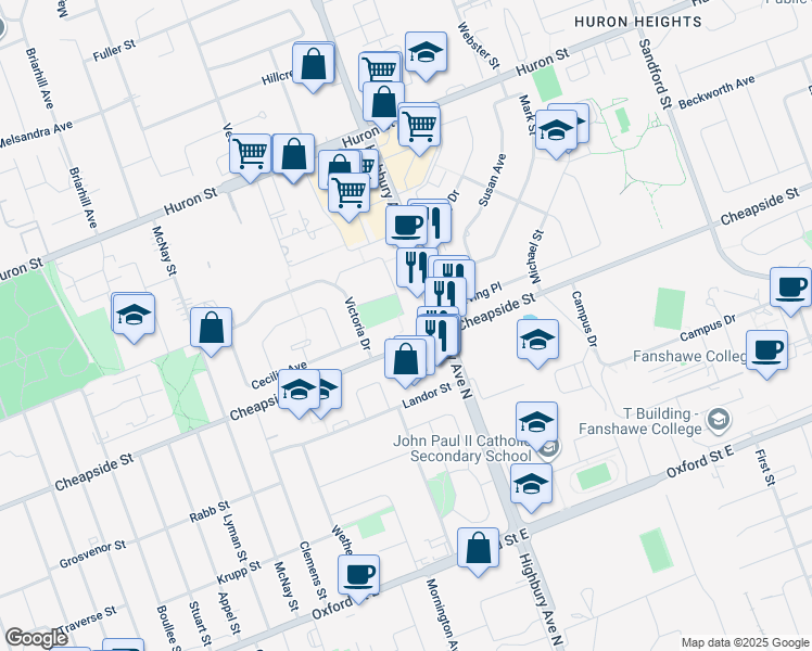 map of restaurants, bars, coffee shops, grocery stores, and more near 1200 Cheapside Street in London