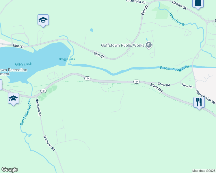 map of restaurants, bars, coffee shops, grocery stores, and more near 17C Tatro Drive in Goffstown
