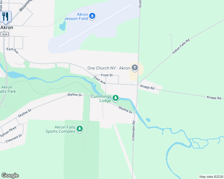 map of restaurants, bars, coffee shops, grocery stores, and more near 211 East Avenue in Akron