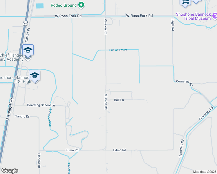 map of restaurants, bars, coffee shops, grocery stores, and more near Mission Road in Pocatello
