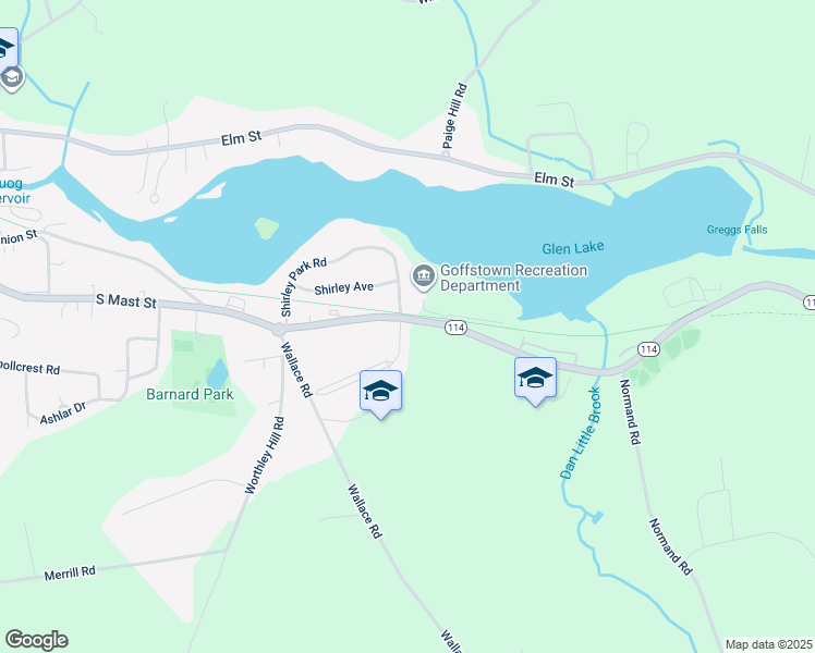 map of restaurants, bars, coffee shops, grocery stores, and more near 9 Park Lane in Goffstown