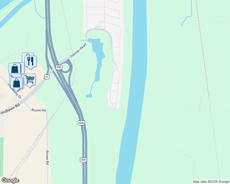 map of restaurants, bars, coffee shops, grocery stores, and more near 15 Bentgrass Drive in Welland