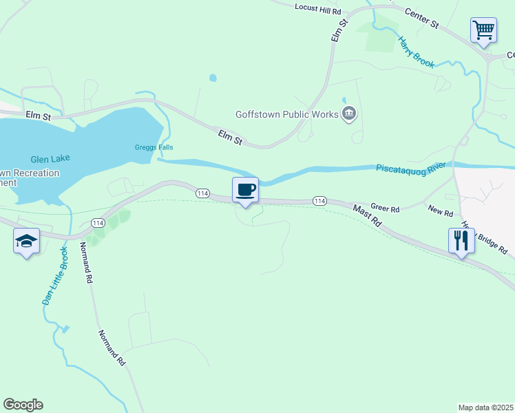 map of restaurants, bars, coffee shops, grocery stores, and more near 17C Tatro Drive in Goffstown