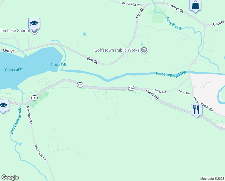 map of restaurants, bars, coffee shops, grocery stores, and more near Tatro Drive in Goffstown