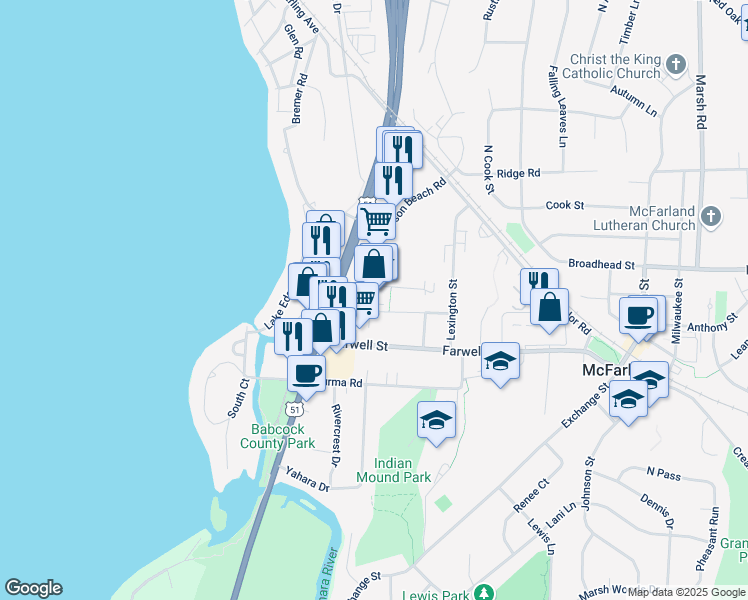 map of restaurants, bars, coffee shops, grocery stores, and more near 4700 Dale Street in McFarland