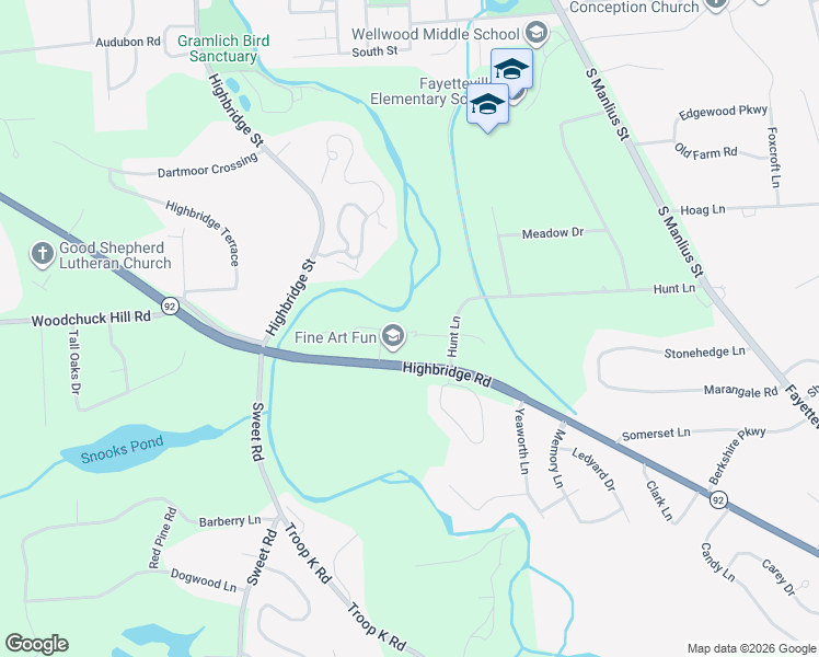 map of restaurants, bars, coffee shops, grocery stores, and more near 7519 Spectrum Way in Fayetteville