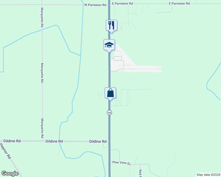 map of restaurants, bars, coffee shops, grocery stores, and more near 1920 North State Road in Ionia
