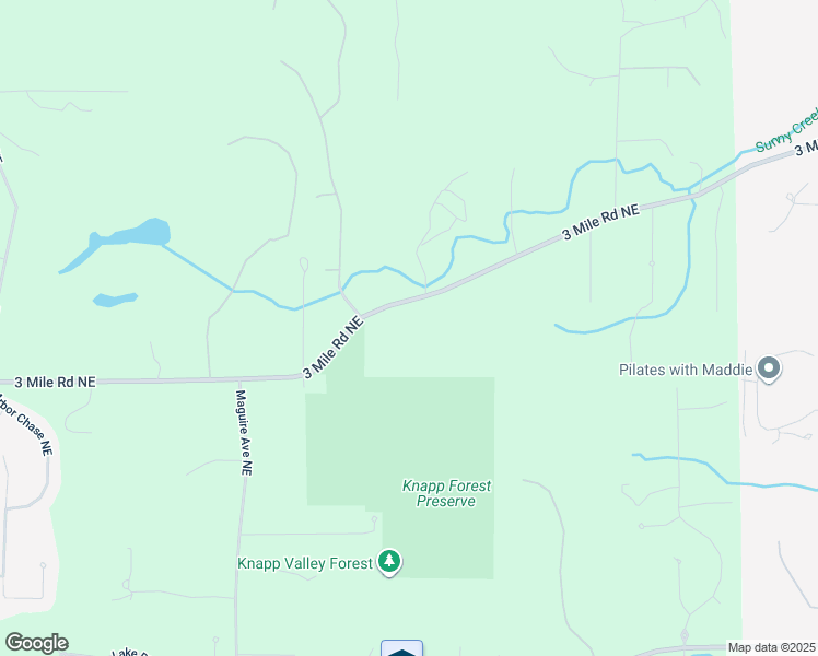 map of restaurants, bars, coffee shops, grocery stores, and more near 4252 3 Mile Road Northeast in Grand Rapids