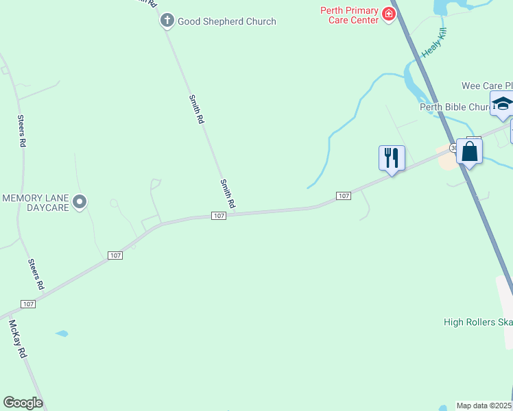 map of restaurants, bars, coffee shops, grocery stores, and more near 1687 County Highway 107 in Amsterdam