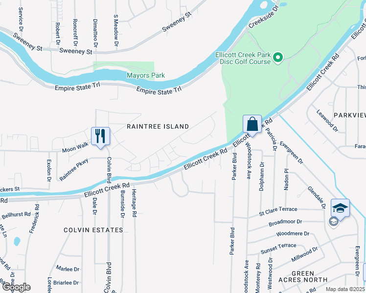 map of restaurants, bars, coffee shops, grocery stores, and more near 8 Lorna Lane in Tonawanda