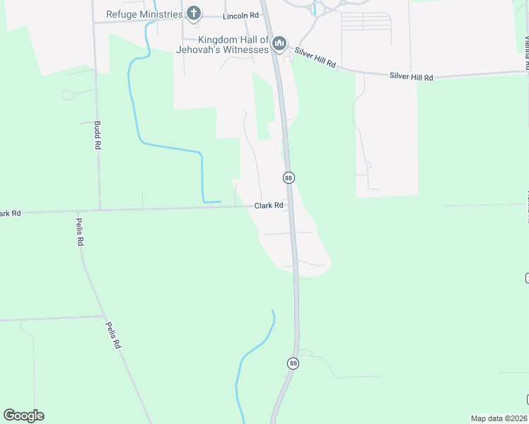 map of restaurants, bars, coffee shops, grocery stores, and more near 6001 Clark Road in Newark