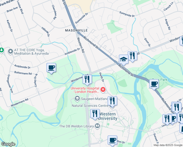 map of restaurants, bars, coffee shops, grocery stores, and more near 339 Windermere Road in London