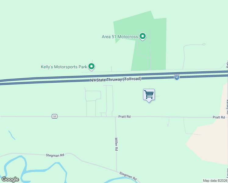 map of restaurants, bars, coffee shops, grocery stores, and more near 3233 Pratt Road in Batavia