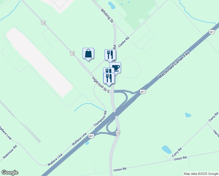 map of restaurants, bars, coffee shops, grocery stores, and more near 178 Culloden Road in Ingersoll