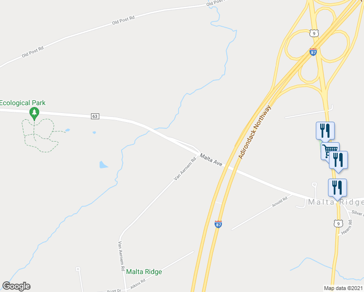 map of restaurants, bars, coffee shops, grocery stores, and more near 598 Malta Avenue in Ballston Spa