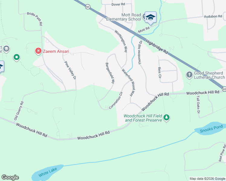 map of restaurants, bars, coffee shops, grocery stores, and more near 5053 Bergenfield Way in Fayetteville