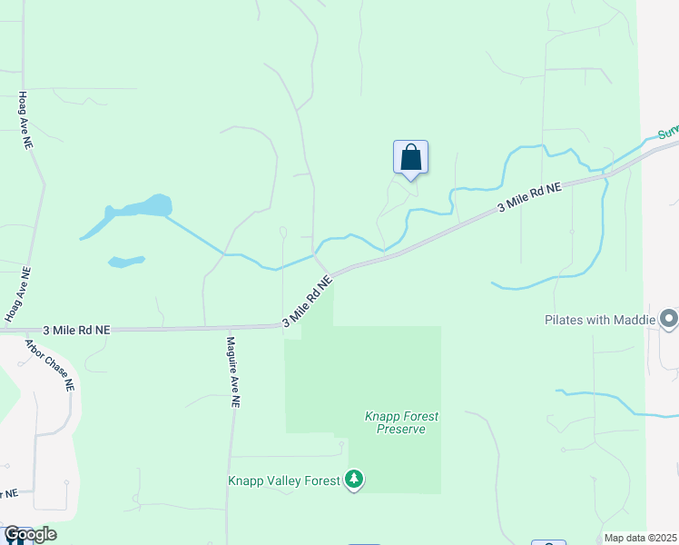 map of restaurants, bars, coffee shops, grocery stores, and more near 4252 3 Mile Road Northeast in Grand Rapids