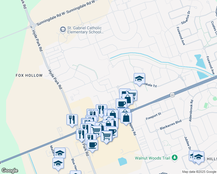 map of restaurants, bars, coffee shops, grocery stores, and more near 2910 Tokala Trail in London