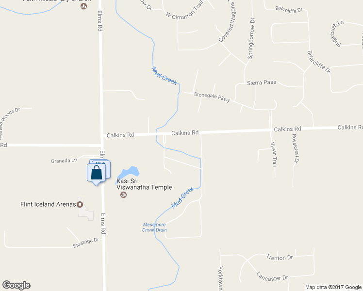 map of restaurants, bars, coffee shops, grocery stores, and more near 6325 Calkins Road in Flint