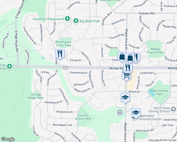 map of restaurants, bars, coffee shops, grocery stores, and more near 7102 Timberwood Drive in Madison