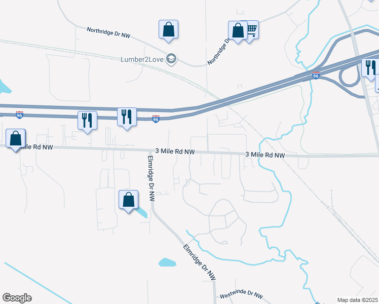 map of restaurants, bars, coffee shops, grocery stores, and more near 2639 Royal Vista Drive Northwest in Walker